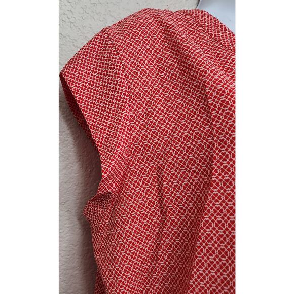 Hilary Radley Red White Geo Print Short Capped Sleeves XXL Plus Lightweight Soft - Picture 2 of 5